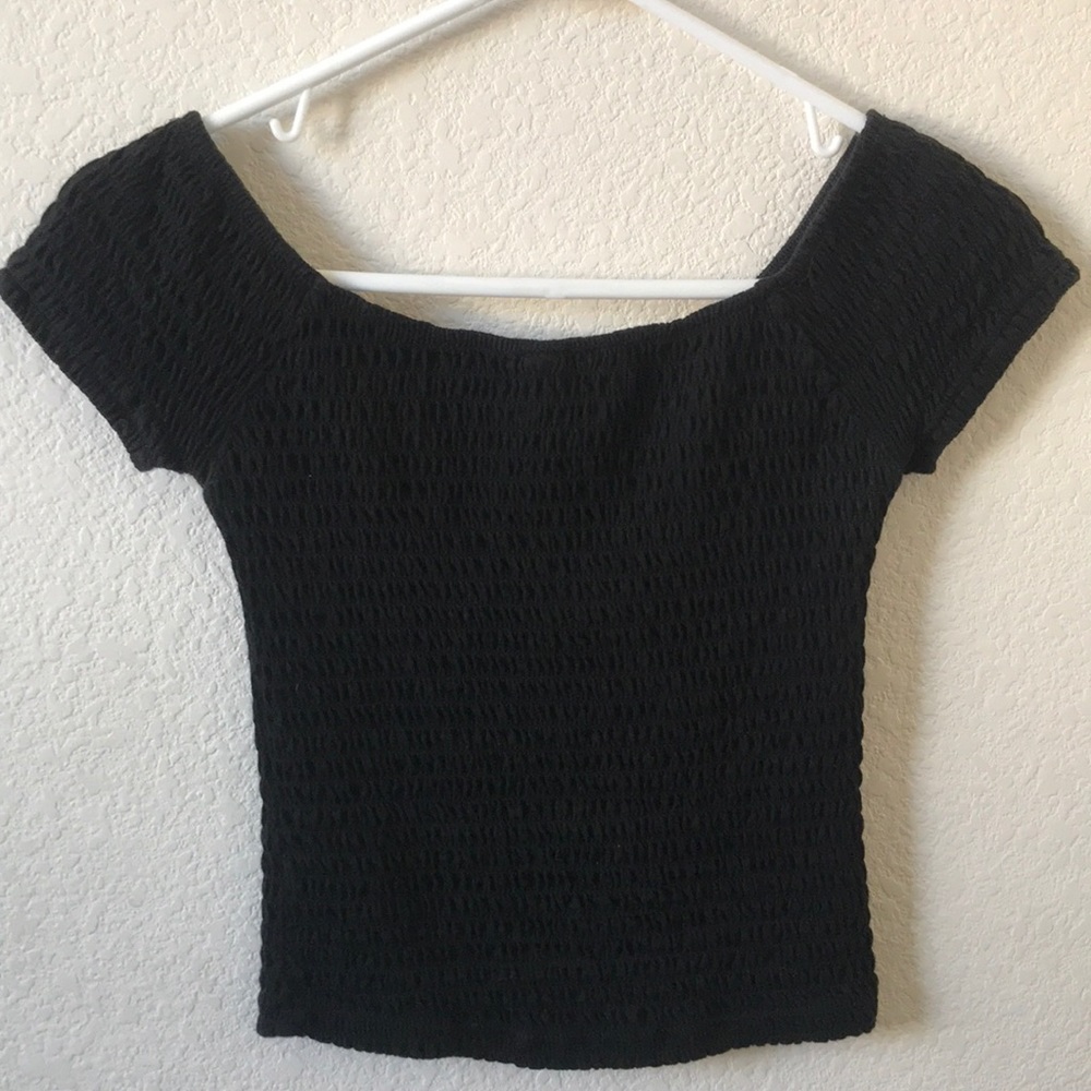 off the shoulder black strachey top